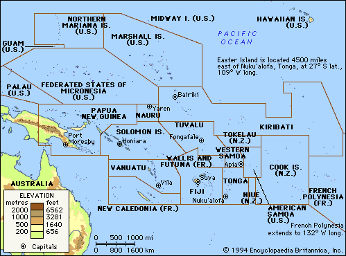 south pacific map